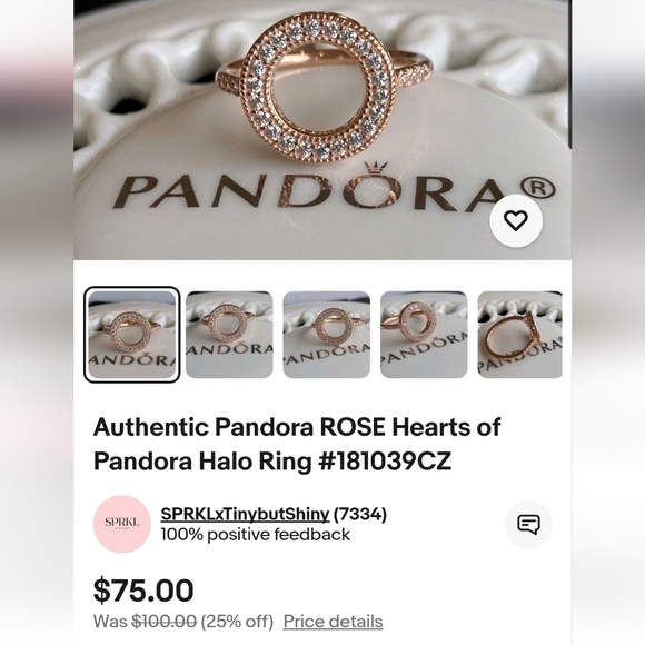 Pandora Rose Of Hearts Circle Ring 7 - Picture 4 of 5